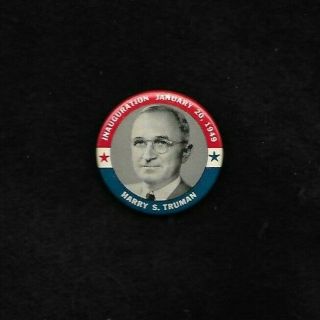 Harry S.  Truman 1949 Inaugural Photo Button: January 20,  1949