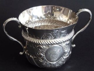Two - Handled Loving Cup; In Late 17th Century Style.  1915 Britannia Standard Mark