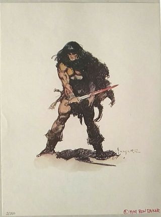 Frank Frazetta,  Conan The Barbarian Ltd.  Ed.  Vintage Ron Baker Print,  7x9 ",