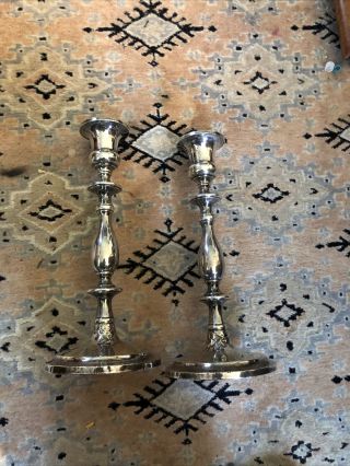Large Antique Vintage Weighted Sterling Silver Candlesticks.  Signed