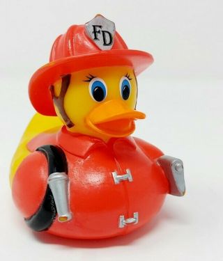 Munchkin Firefighter Rubber Ducky - Red Fd Fire Helmet,  Coat,  Axe,  Hose Duckie