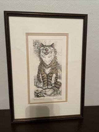 Framed Enid Groves ‘contentment’ 25/400; Rare; Kitty; Cat; Art; Decor