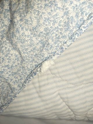 Vintage GERBER Blue White Bear Baby Crib Comforter Blanket Flowers Stripes Flaw 3
