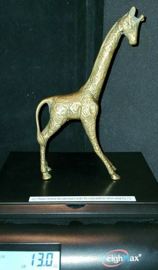 Vintage Solid Brass Standing Giraffe 7.  5” Tall