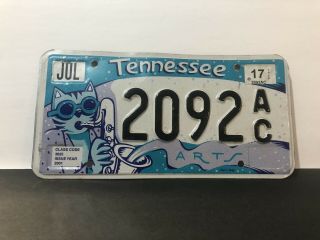 2017 Tennessee License Plate 2092 (cat Sax Arts)