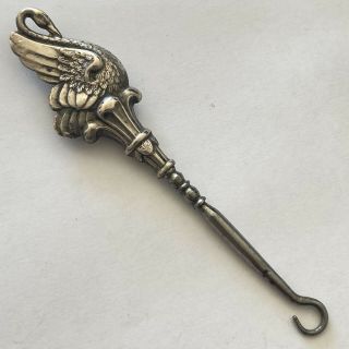 Antique Victorian Solid Silver Swan Button Hook 1894