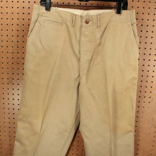 Vtg 50s Korean War Us Army Khaki Officers Pants Trousers 35 X 28 Button Fly 1950