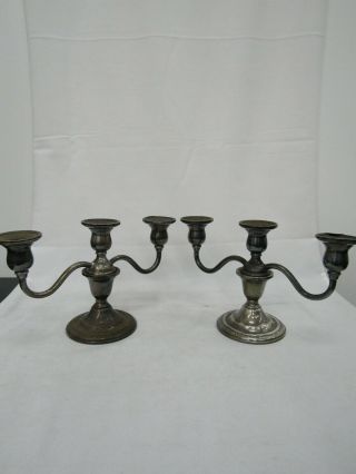 2 Courtship International Antique Sterling Silver Weighted Candle Holders - N251