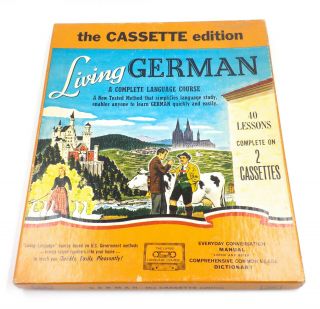 Vintage Living German Complete Language Course Cassette Edition W/ Books & Tapes