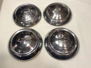 1951 1952 1953 Chevy Vintage Dog Dish Hub Caps (set Of 4)