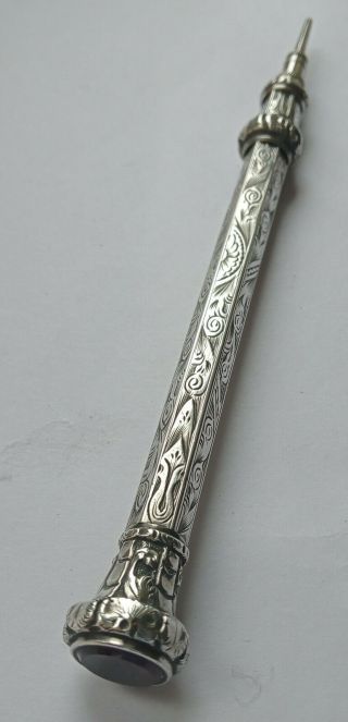 Antique Victorian Solid Silver Retractable Pencil Circa 1890s.