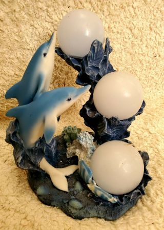 Vintage Large Dolphin Candle Holder With Candles
