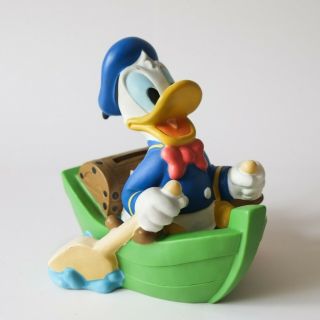 Donald Duck In Rowing Boat Vintage Figure Money Box Coin Piggy Bank Rare