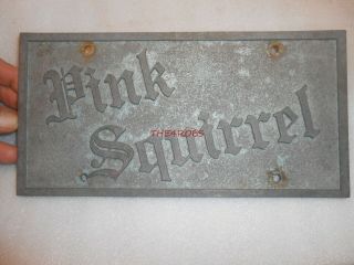 Vintage Cast Aluminum Pink Squirrel License Plate Topper