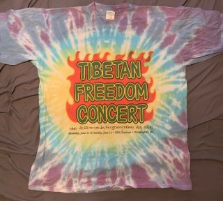 Vtg Tibetan Freedom Concert Tie Dye T - Shirt L 1998 Beastie Boys Radiohead Beck