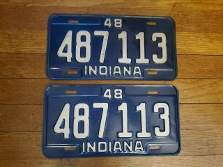 1948 Indiana License Plate - Pair 487 113