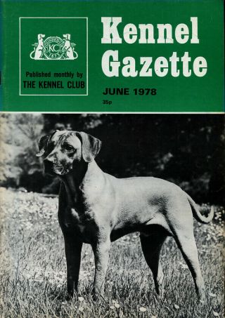Rgodesian Ridgeback Dog On Cover Of Kennel Gazette June 1978,  World Conference