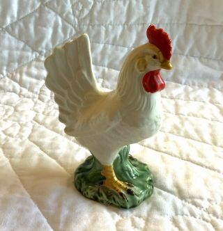 Vintage Porcelain Rooster - Chicken Figurine,  Off White,  Red,  Japan,  T.  M.  T.