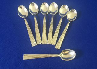 Good 1950s - 60s Modernist Set 6 Danish 830 Silver Demitasse Spoons W Bonus 119g