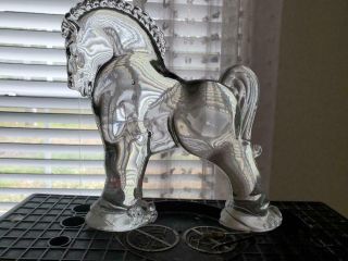 Vintage Heisey Clear Glass Clydesdale Horse Longaberger Crawford Barn 1999