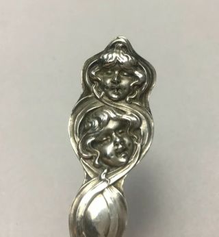 Sterling Silver Unger Brothers Figural Art Nouveau Baby Food Pusher Flatware