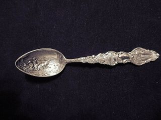 Rare Antique Silver Souvenir Spoon,  Philadelphia Lenape,  Penn Treaty,  1890 - 1920