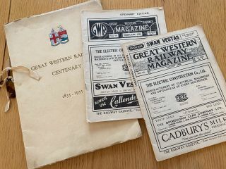 Great Western Railway Centenary Dinner Programme 1935 & 2 Gwr Magazines