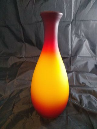 Imperial Glass Peachblow Vase 10 " Red,  Yellow.  Vintage