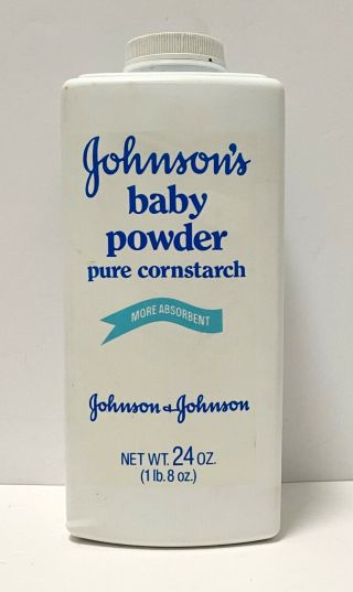 Vintage Johnsons Baby Powder 24 Oz Bottle Approx.  3/4 Full 1985 J&j Rare