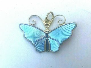 Vintage David Andersen Norway Sterling Silver Gold Gilt Enamel Butterfly Pendant