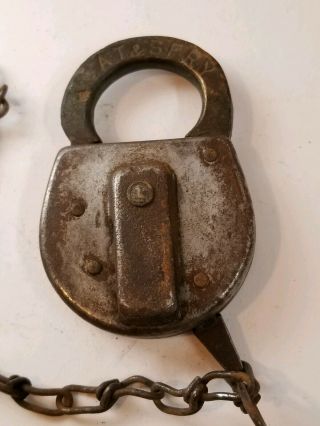 At&sf Atchison Topeka And Santa Fe Railroad Steel Lock Obsolete