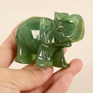 3.  8cm Hand Carved Artificial Green Aventurine Jade Stone Elephant Statue Trendy