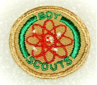 Atomic Symbol Engineer Proficiency Award Badge Boy Scout Tan Cloth Troop Large
