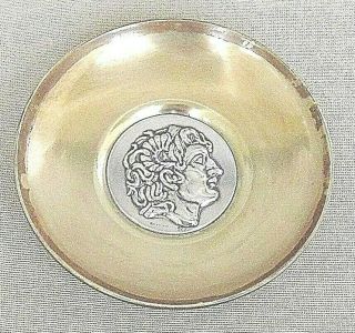 Greek Vintage Lalaounis Silver Sterling 925 Alexander The Great Coin Brass Bowl