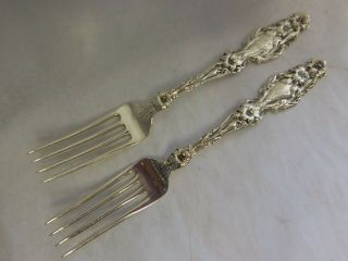 Whiting Lily 1902 Pair Sterling Silver Luncheon Forks 6 3/4 " Monogram G Or C