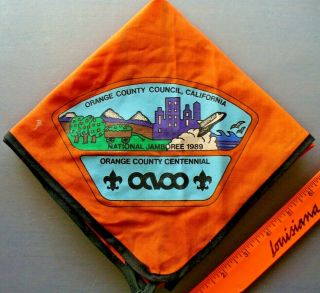 1989 National Jamboree Neckerchief Orange County Council Troop 714 Orange/black