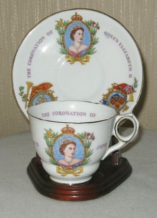 Queen Elizabeth Ii Coronation Cup And Saucer Royal Stafford Bone China