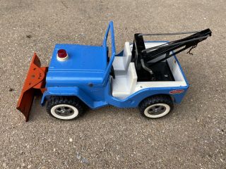 Vintage Tonka Aa Jeep Plow Tow Truck Wrecker Pressed Steel Toy
