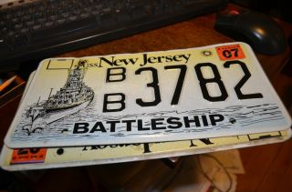 Jersey Uss N.  J.  Battleship License Plate Set 3782