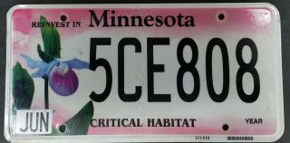 Minnesota License Plate Pair Critical Habitat Lady Slipper Reinvest 5CE808 PICK 3