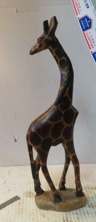 Hand Carved African Giraffe Wooden Figure Statue 13” Decor