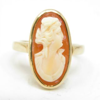 Nyjewel Vintage 14k Yellow Gold Cameo Ring Size 4