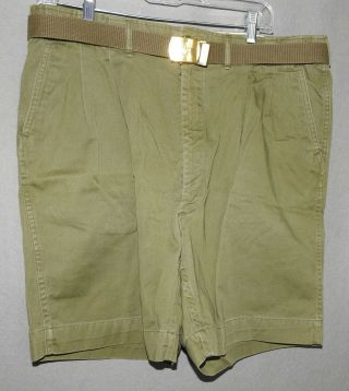 Bsa Vintage Official Boy Scout Uniform Shorts Size 36 " W/web Belt & Brass Buckle