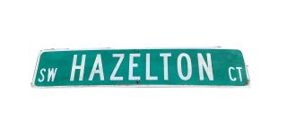 Vintage Large Authenic Hazelton Court Metal Street Road Sign 41 Inches Long