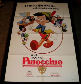 Disneys Pinocchio 1984 Movie Poster - Folded Theater Poster