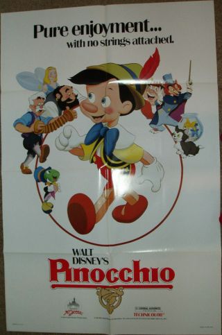 DISNEYS PINOCCHIO 1984 Movie Poster - folded theater poster 2