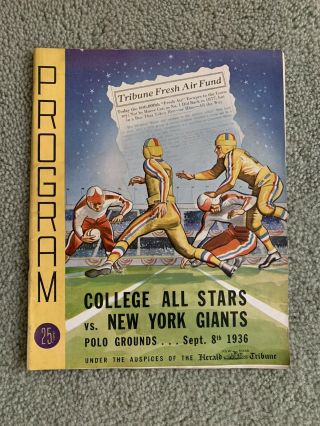 Vintage Football Program College All Stars Vs York Giants September 8 1936