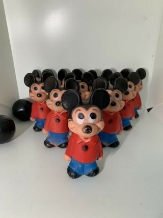 Vintage Mickey Mouse Bowling Pins Hanna Barbera,  1970s,  10 Pins,  2 Balls.