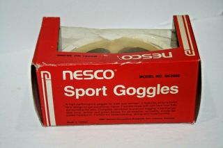Vintage Nesco Sport Goggles SK2000 Red White Blue Band Snowmobile Ski 3