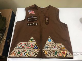 Girl Scout Brownie Brown Vest Uniform Pins Patches L 14/16